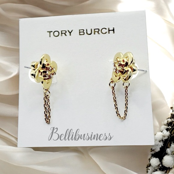 Tory Burch Kira Clover front-back stud earrings. - Picture 7 of 7